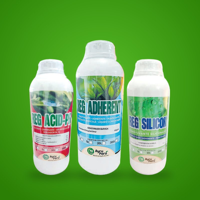 Reguladores de pH, surfactantes siliconados y aceite agrícola